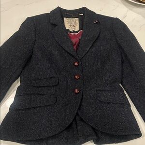Jack Wills Women's Charcoal Blazer with Red Accents